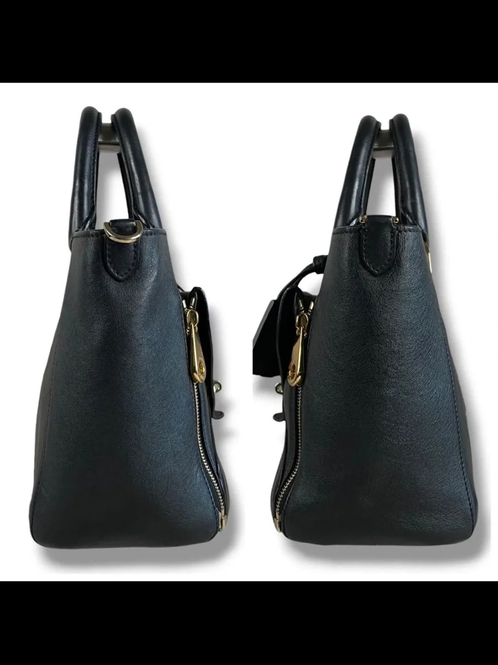 Mulberry Black Leather Satchel with Gold Hardware